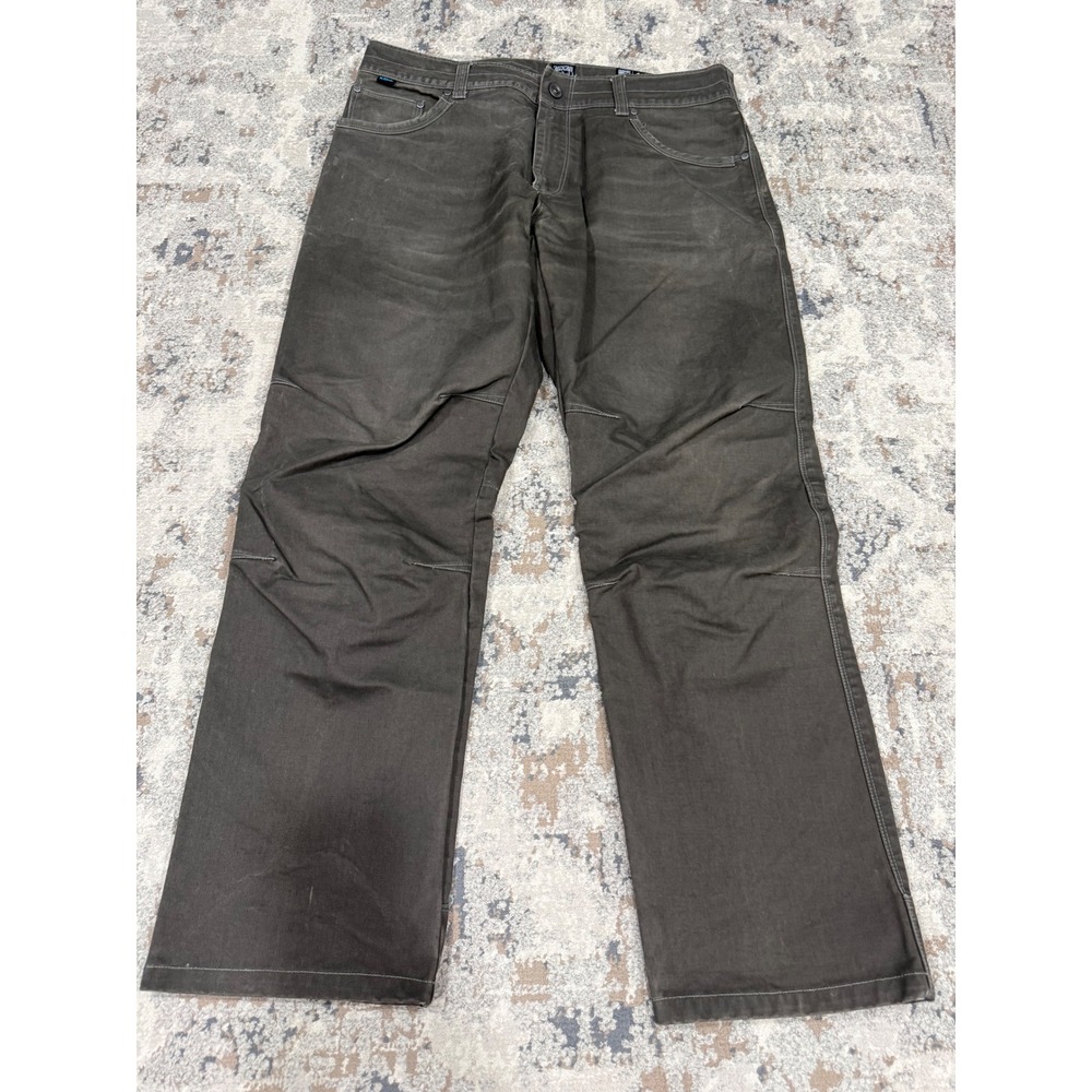 Kuhl Rydr Mens 36x30 Relaxed Fit Cotton Canvas Work Hiking Pants Dark Olive 1668